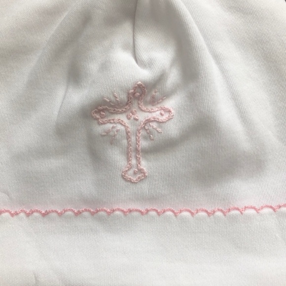 Mud Pie French Knot Cross baby Bib and hat - Picture 7 of 8